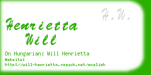 henrietta will business card